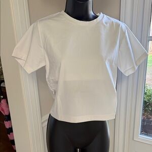STAUD Crisp White Short Sleeve Top